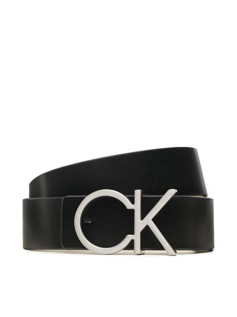 CALVIN KLEIN RE-LOCK Cinturón de piel reversible negro / beige piedra mono - Cinturones