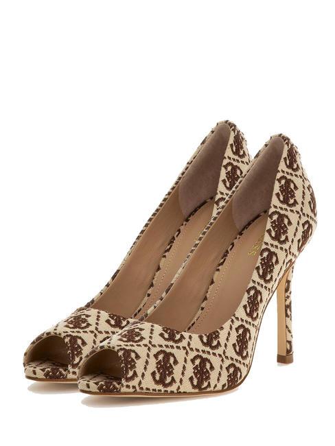 GUESS BLANCHI3 Escote de jacquard con puntera abierta beige obscuro - Zapatos Mujer