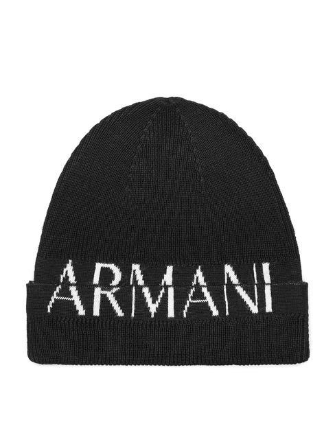 ARMANI EXCHANGE LOGO Gorro con puño negro - Sombreros