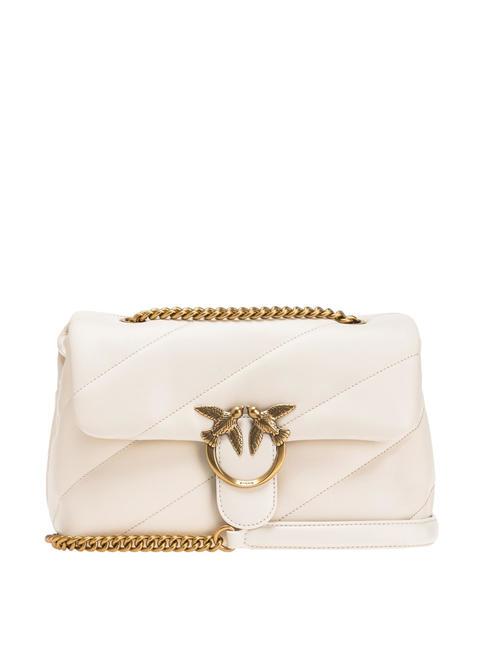 PINKO CLASSIC LOVE PUFF Bolso de napa blanco seda-oro antiguo - Bolsos Mujer