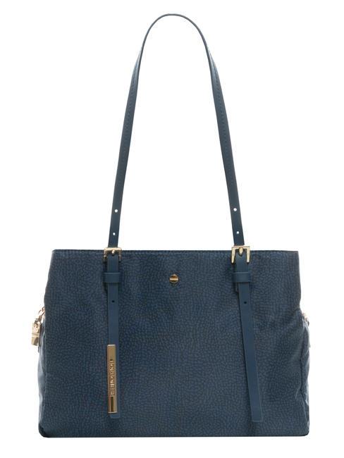 BORBONESE L'ECOLE NYLON Shopper de hombro, con bandolera azul - Bolsos Mujer