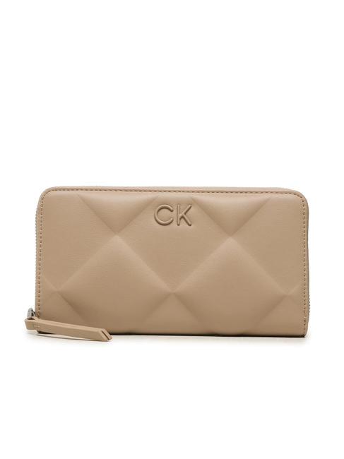 CALVIN KLEIN RE-LOCK QUILT Cartera grande con cremallera alrededor visón plateado - Carteras Mujer