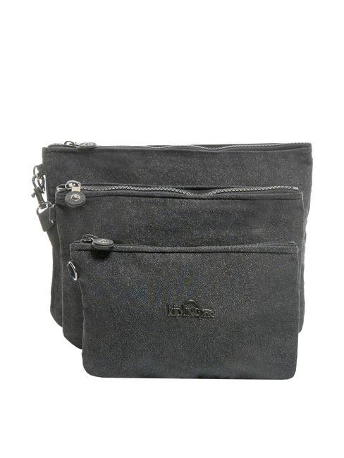 KIPLING IAKA L WRISTLET Bolso de mano Trio con puño brillo negro - Bolsos Mujer