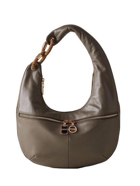 BORBONESE INFINITE Bolso bandolera, en piel. gris arcilla/op - Bolsos Mujer