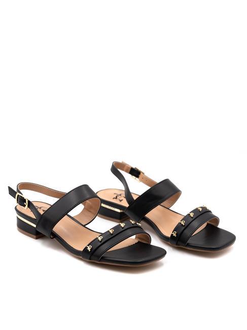 ROCCOBAROCCO RB METALLIC Sandalias planas con tira trasera negro - Zapatos Mujer