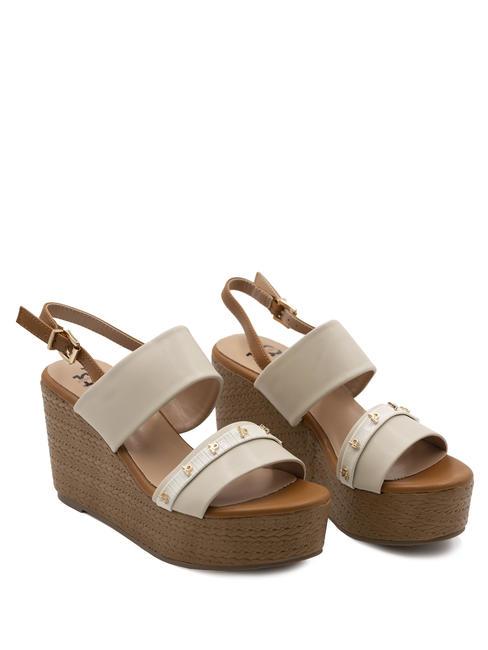 ROCCOBAROCCO RB METALLIC Sandalias cuña alta beige - Zapatos Mujer