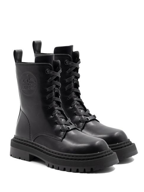 ROCCOBAROCCO ROUND LOGO Botas militares con cordones y cremallera negro - Zapatos Mujer