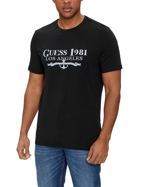 GUESS 1981 TRIANGLE Camiseta de algodón elástico jetbla - camiseta