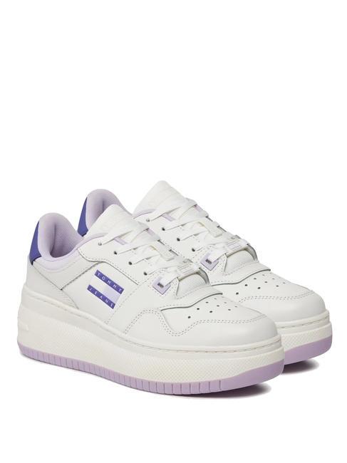 TOMMY HILFIGER TOMMY JEANS Retro Basket Zapatillas de piel flor de lavanda - Zapatos Mujer