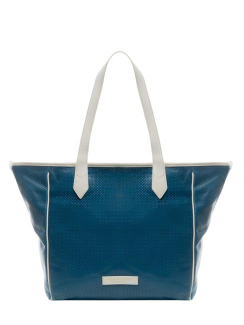 THE BRIDGE SHOPPER Bolso de piel microperforada abad azul. oro - Bolsos Mujer