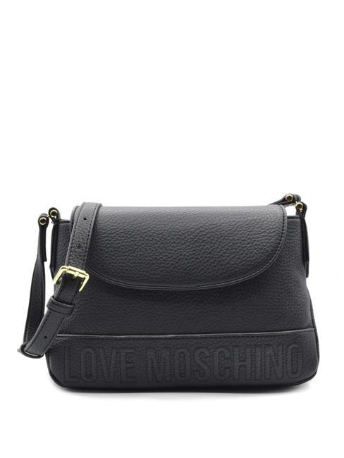 LOVE MOSCHINO EMBROIDERED LOGO Bolso con solapa para el hombro negro - Bolsos Mujer