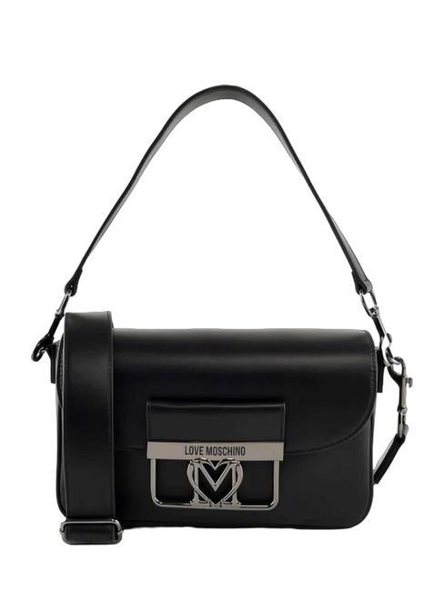 LOVE MOSCHINO PLAQUE METALLIC Bolso bandolera pequeño negro - Bolsos Mujer