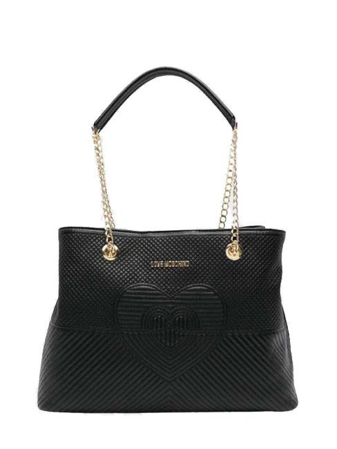 LOVE MOSCHINO QUILTED Bolso bandolera con asa de cadena negro - Bolsos Mujer