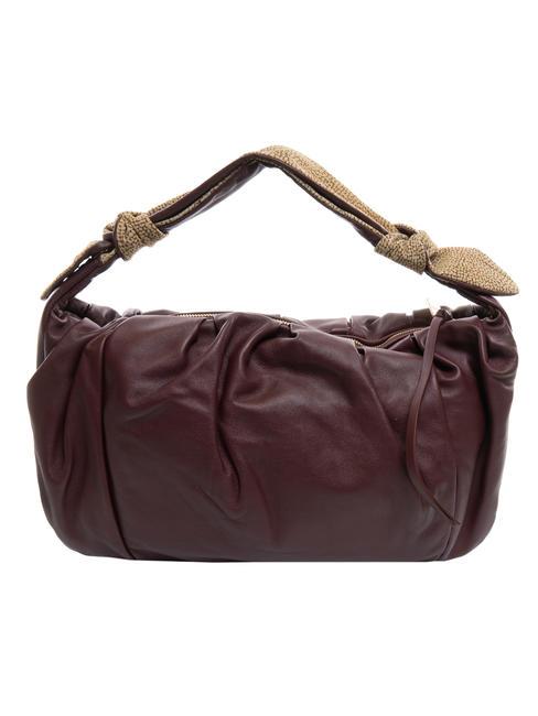 BORBONESE DUNA  Bolso bandolera, en piel. burdeos/op natural - Bolsos Mujer