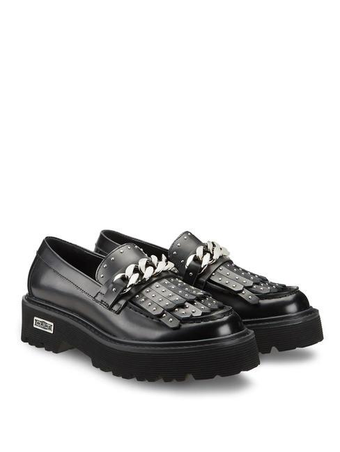 CULT SLASH 3194 Mocasines de piel con borlas y tachuelas negro - Zapatos Mujer