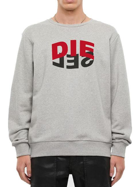 DIESEL S-GIRK Sudadera de algodón con cuello redondo gris - Sudaderas