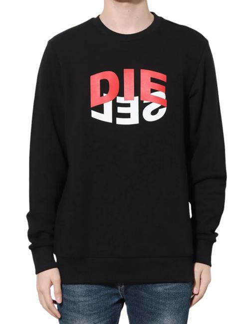 DIESEL S-GIRK Sudadera de algodón con cuello redondo negro - Sudaderas