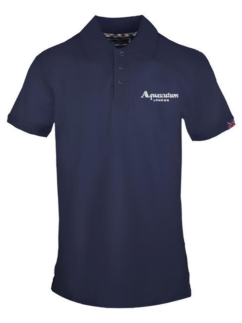 AQUASCUTUM LOGO LETTERING Polo de manga corta de algodón elástico Armada - camisa polo