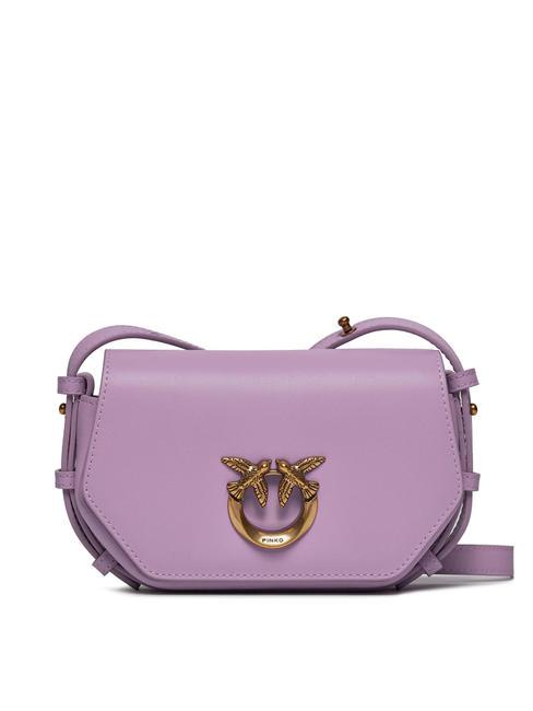 PINKO LOVE EXAGON Bolso de piel con bandolera tulipán morado-oro antiguo - Bolsos Mujer