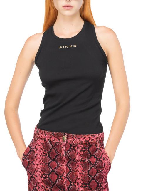 PINKO DISTINTO Camiseta sin mangas de canalé limusina negra - camiseta