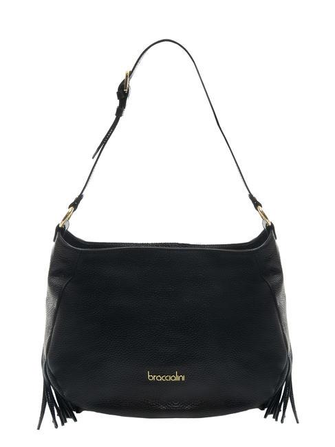 BRACCIALINI SANDRA Bolso de piel con flecos negro - Bolsos Mujer