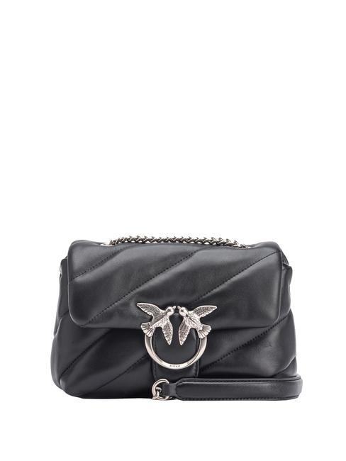 PINKO MINI LOVE BAG Bolsa de napa negro-plata vieja - Bolsos Mujer