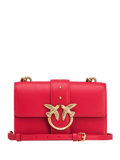 PINKO MINI LOVE BAG Bolso bandolera en piel de becerro rojo-oro antiguo - Bolsos Mujer