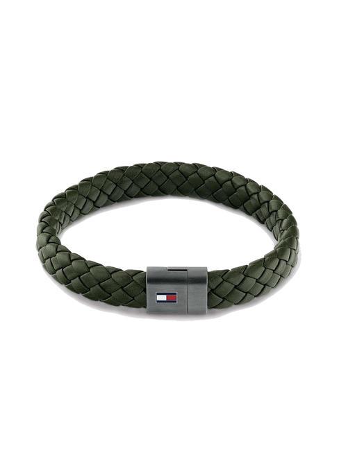 TOMMY HILFIGER ROUND BRAIDED Pulsera de cuero trenzado verde - Pulseras de hombre