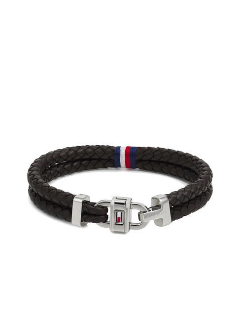 TOMMY HILFIGER CARABINIER Pulsera de cuero trenzado marrón - Pulseras de hombre