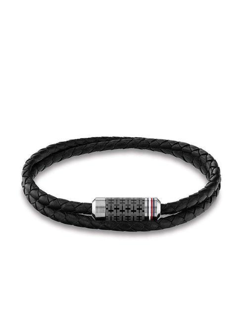 TOMMY HILFIGER TD WRAP BRAIDED Pulsera de cuero trenzado negro - Pulseras de hombre