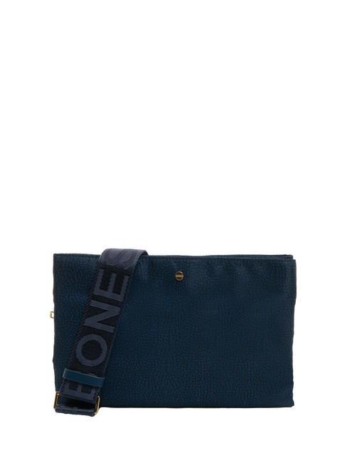 BORBONESE L'ECOLE NYLON Bolso bandolera con tres compartimentos azul - Bolsos Mujer