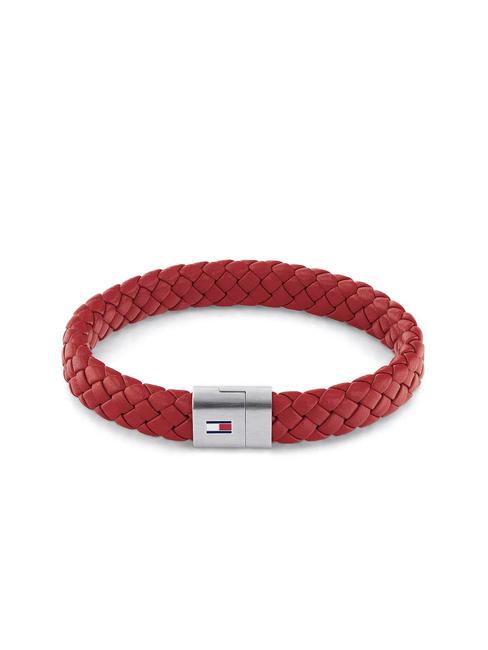 TOMMY HILFIGER ROUND BRAIDED Pulsera de cuero trenzado rojo - Pulseras de hombre