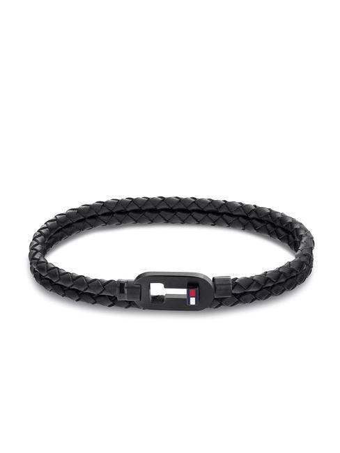 TOMMY HILFIGER MINIMALIST Pulsera de cuero doble negro - Pulseras de hombre