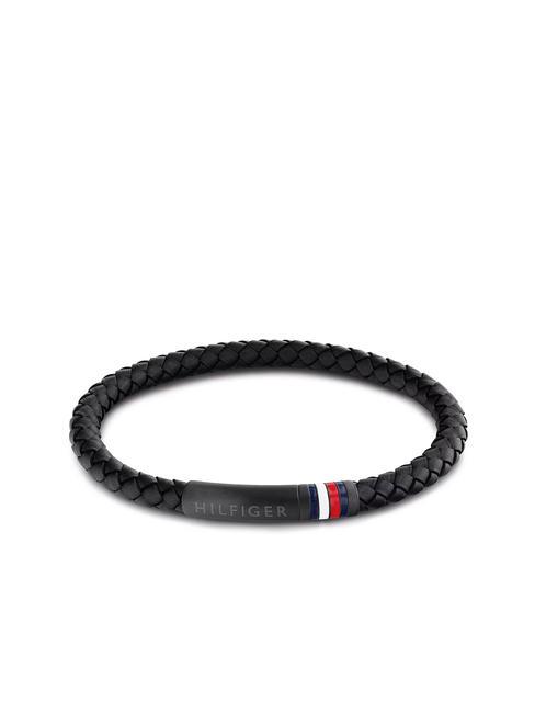 TOMMY HILFIGER INTERWOVEN BRAID Brazalete de cuero negro - Pulseras de hombre