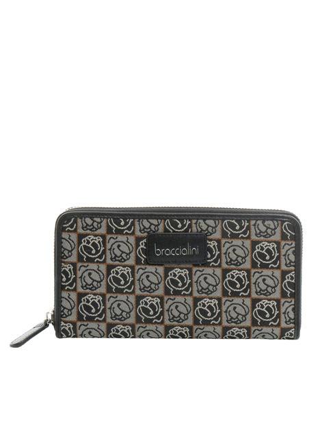 BRACCIALINI MONOGRAM Cartera grande con cremallera alrededor negro múltiple - Carteras Mujer