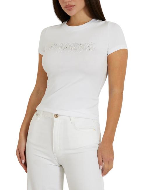 GUESS SANGALLO Camiseta de algodón elástico purwhite - camiseta