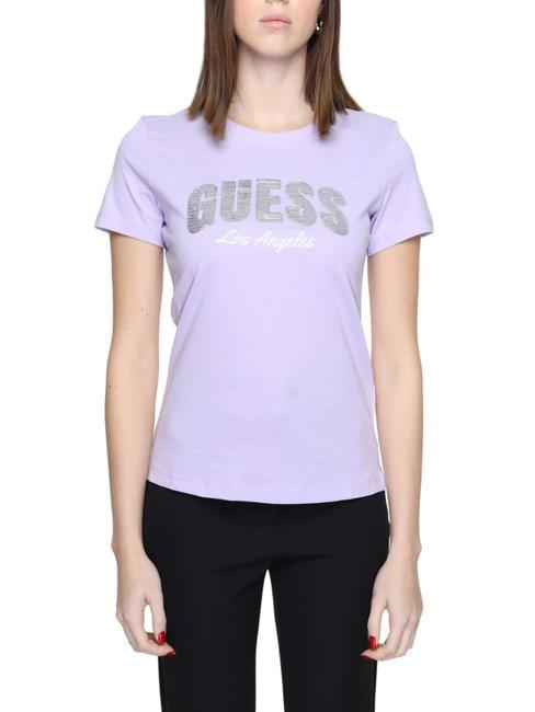 GUESS SEQUINS Camiseta de algodón nuevo lila claro - camiseta