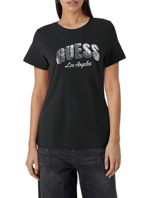 GUESS SEQUINS Camiseta de algodón jetbla - camiseta