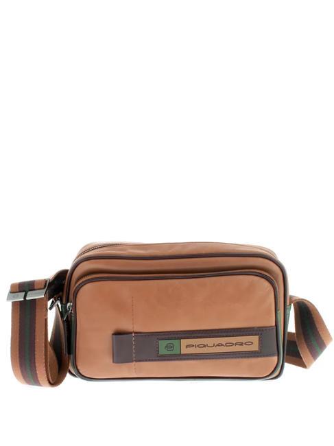 PIQUADRO FEBO Bolso de cuero BEIGE / VERDE - Bandoleras Hombre