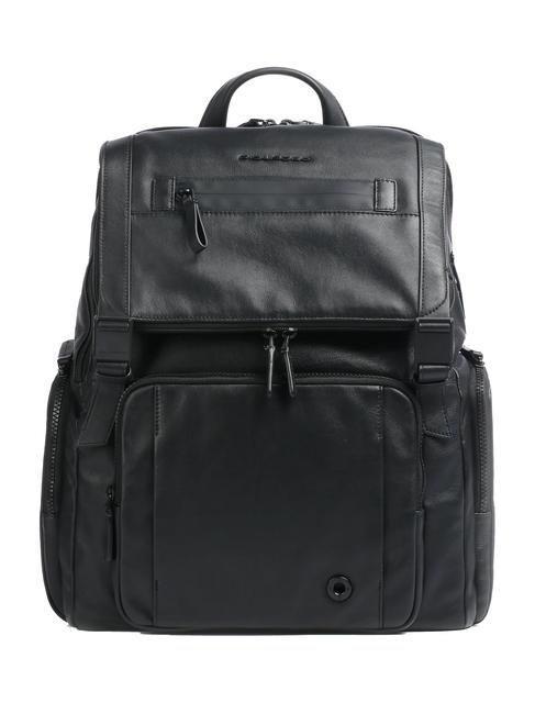 PIQUADRO CHARLIE  Mochila de cuero para portátil de 14" negro - Mochilas para portátil