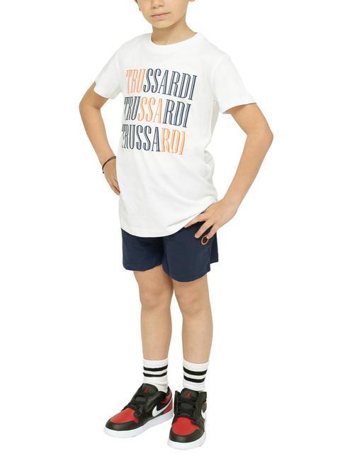 TRUSSARDI ROJI Conjunto camiseta algodón y bermudas blanco/ind. - Chándales para niños