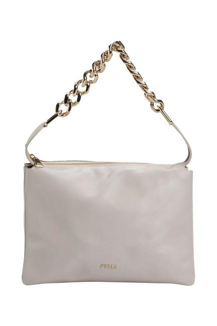 FURLA PIUMA Bolso de piel con asa de cadena. perla - Bolsos Mujer