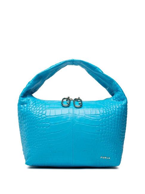 FURLA GINGER Bolso pequeño en piel de coco. cian - Bolsos Mujer