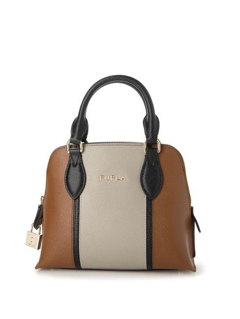 FURLA VITTORIA Bolso pequeño de piel st ares coñac h+negro+mármol c - Bolsos Mujer