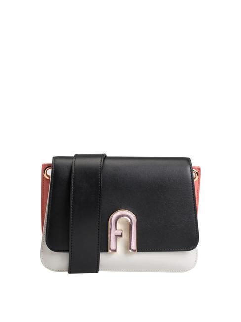 FURLA GEMMA Bolso bandolera de piel talco+negro h+pomelo - Bolsos Mujer