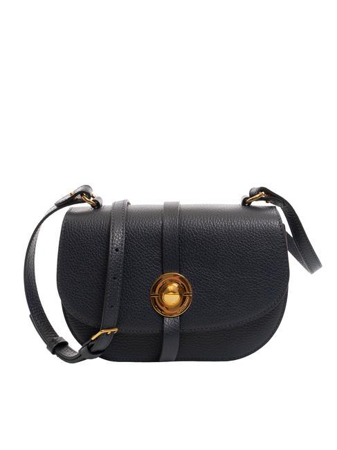 COCCINELLE MARGHERITA Bolso Saddle de piel martillada azul medianoche - Bolsos Mujer