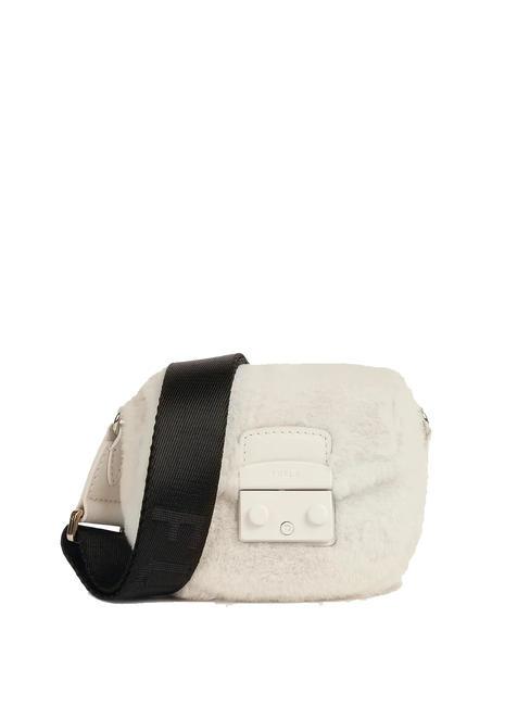 FURLA METROPOLIS Mini bolso de hombro algodón blanco + negro - Bolsos Mujer