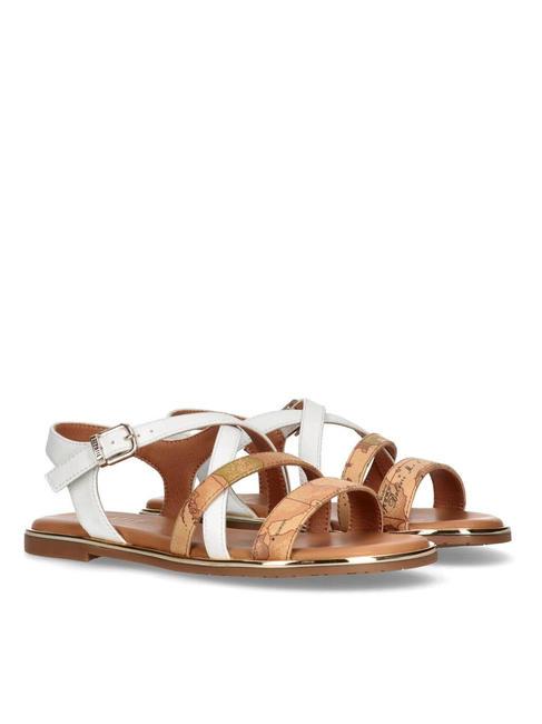 ALVIERO MARTINI PRIMA CLASSE CAPRI JR Sandalias planas con tiras beige geométrico / blanco - Zapatos Mujer