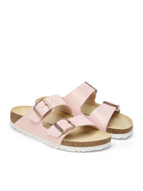 BIRKENSTOCK ARIZONA BIRKO-FLOR Zapatilla sandalia rosa claro lagarto brillante - Zapatos Mujer