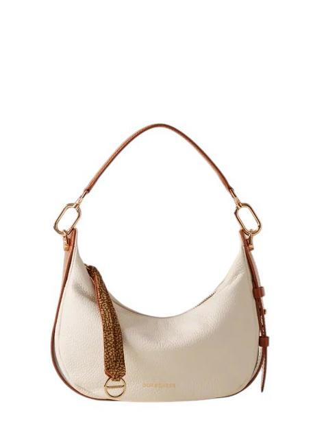 BORBONESE OYSTER Bolso hobo pequeño de piel crema chantilly/terracota - Bolsos Mujer